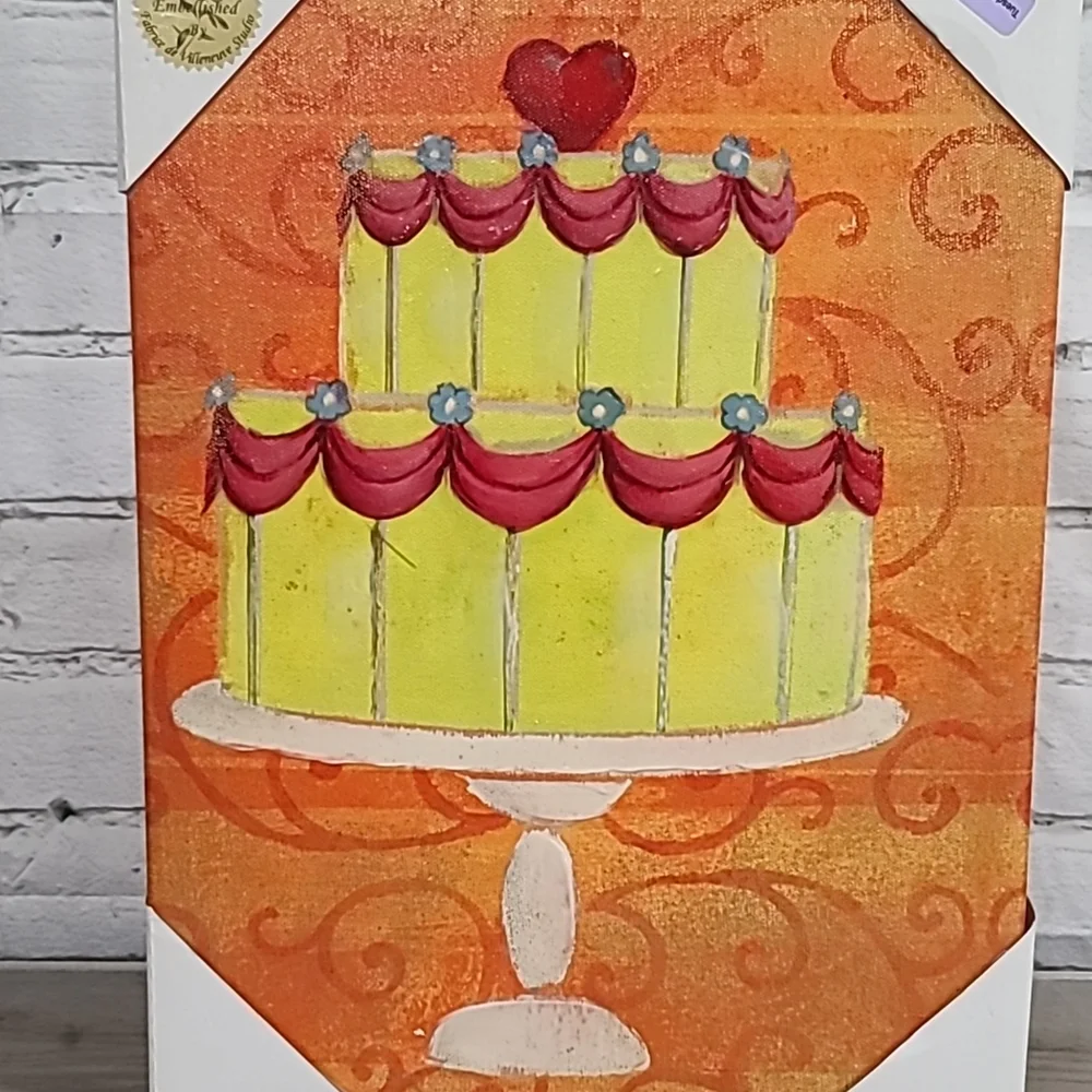 Fabrice De Villeneuve Studios Hand Embellished Giclee Cake Print on Canvas - NWT